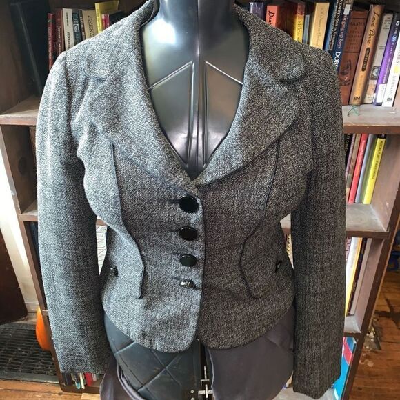 Ann Taylor size 2 black tweed regency royalcore blazer - Picture 1 of 4